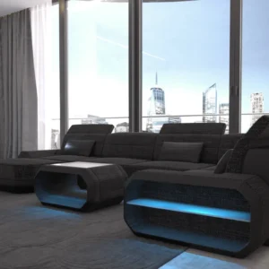 Webstoff Wohnlandschaft Regalia mit Ottomane U-Form L Mini