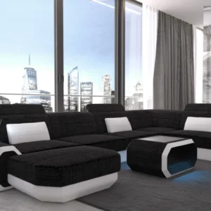 Webstoff Wohnlandschaft Regalia mit Ottomane U-Form L Mini