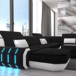 Webstoff Wohnlandschaft Regalia mit Ottomane U-Form L Mini