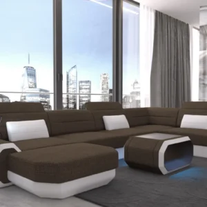 Webstoff Wohnlandschaft Regalia mit Ottomane U-Form L Mini