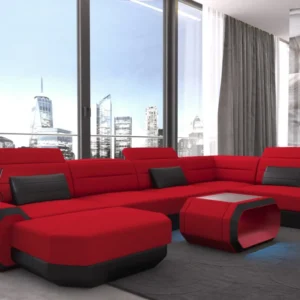 Mikrofaser Wohnlandschaft Regalia mit Ottomane U-Form L Mini