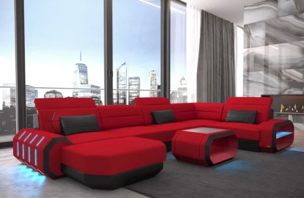 Mikrofaser Wohnlandschaft Regalia mit Ottomane U-Form L Mini – Bild 13
