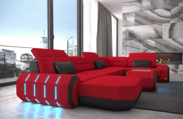Mikrofaser Wohnlandschaft Regalia mit Ottomane U-Form L Mini – Bild 14