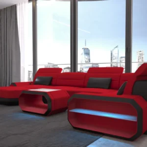 Mikrofaser Wohnlandschaft Regalia mit Ottomane U-Form L Mini
