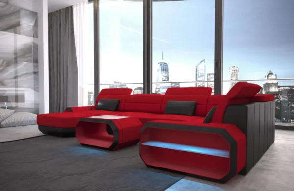 Mikrofaser Wohnlandschaft Regalia mit Ottomane U-Form L Mini – Bild 15