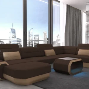 Mikrofaser Wohnlandschaft Regalia mit Ottomane U-Form L Mini