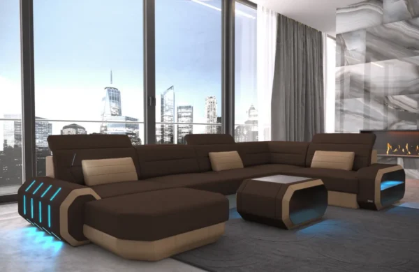 Mikrofaser Wohnlandschaft Regalia mit Ottomane U-Form L Mini – Bild 7