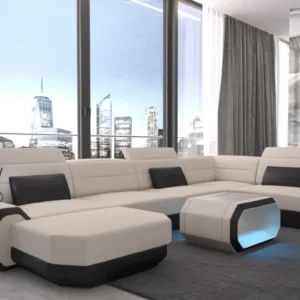 Mikrofaser Wohnlandschaft Regalia mit Ottomane U-Form L Mini