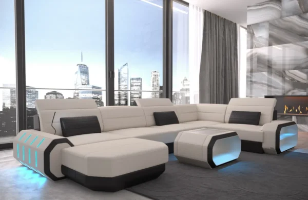 Mikrofaser Wohnlandschaft Regalia mit Ottomane U-Form L Mini – Bild 10