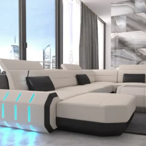 Mikrofaser Wohnlandschaft Regalia mit Ottomane U-Form L Mini