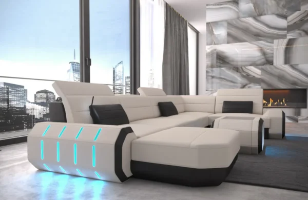 Mikrofaser Wohnlandschaft Regalia mit Ottomane U-Form L Mini – Bild 11