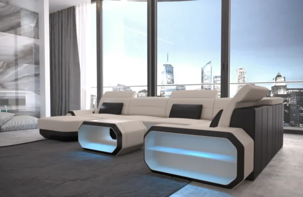 Mikrofaser Wohnlandschaft Regalia mit Ottomane U-Form L Mini – Bild 12