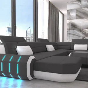 Mikrofaser Wohnlandschaft Regalia mit Ottomane U-Form L Mini
