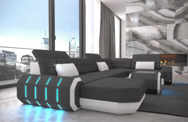 Mikrofaser Wohnlandschaft Regalia mit Ottomane U-Form L Mini – Bild 2