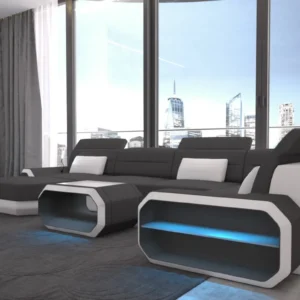 Mikrofaser Wohnlandschaft Regalia mit Ottomane U-Form L Mini