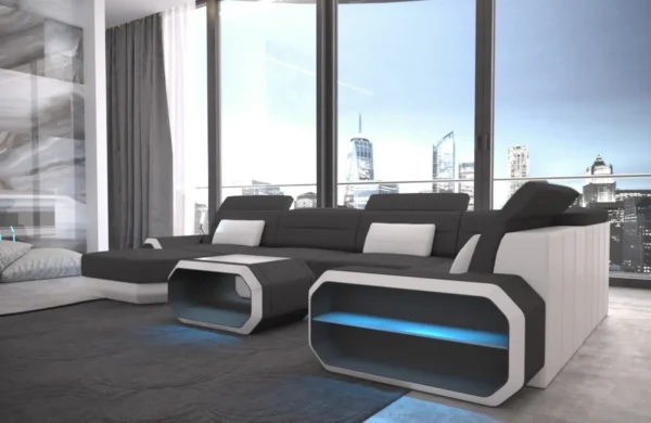 Mikrofaser Wohnlandschaft Regalia mit Ottomane U-Form L Mini – Bild 3