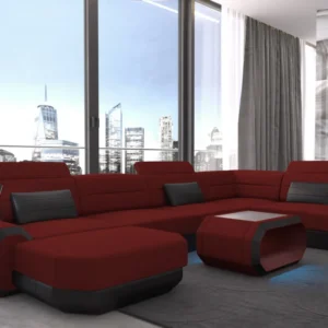 Mikrofaser Wohnlandschaft Regalia mit Ottomane U-Form L Mini