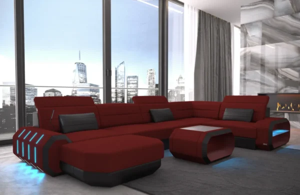 Mikrofaser Wohnlandschaft Regalia mit Ottomane U-Form L Mini – Bild 4