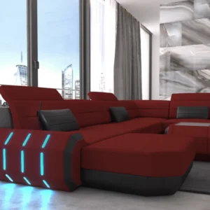 Mikrofaser Wohnlandschaft Regalia mit Ottomane U-Form L Mini