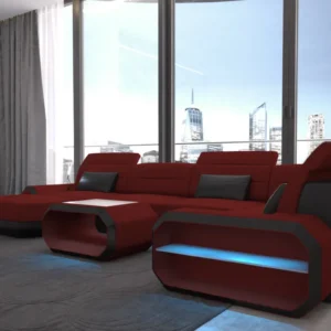 Mikrofaser Wohnlandschaft Regalia mit Ottomane U-Form L Mini