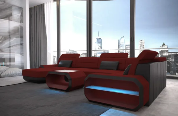 Mikrofaser Wohnlandschaft Regalia mit Ottomane U-Form L Mini – Bild 6