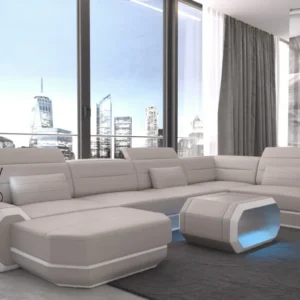 Echtleder Wohnlandschaft Regalia mit Ottomane U-Form L Mini