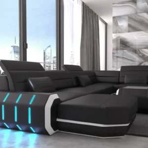 Echtleder Wohnlandschaft Regalia mit Ottomane U-Form L Mini