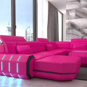 Kunstleder Wohnlandschaft Regalia mit Ottomane U-Form L Mini