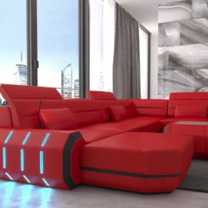 Echtleder Wohnlandschaft Regalia mit Ottomane U-Form L Mini