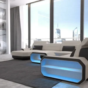 Webstoff Wohnlandschaft Regalia mit Ottomane U-Form XL Mini