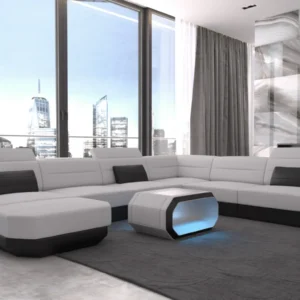 Mikrofaser Wohnlandschaft Regalia mit Ottomane U-Form XL