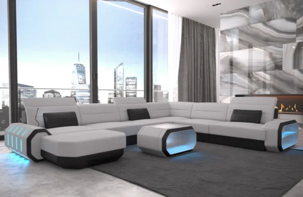 Mikrofaser Wohnlandschaft Regalia mit Ottomane U-Form XL