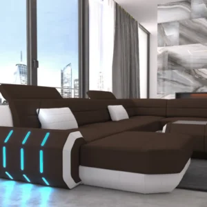 Mikrofaser Wohnlandschaft Regalia mit Ottomane U-Form XL