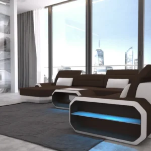 Mikrofaser Wohnlandschaft Regalia mit Ottomane U-Form XL