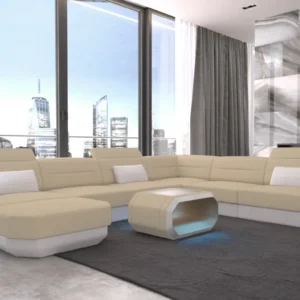 Mikrofaser Wohnlandschaft Regalia mit Ottomane U-Form XL