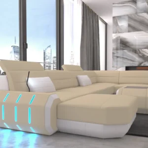 Mikrofaser Wohnlandschaft Regalia mit Ottomane U-Form XL