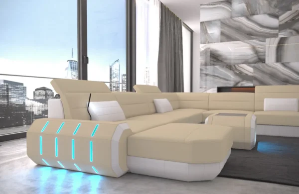 Mikrofaser Wohnlandschaft Regalia mit Ottomane U-Form XL – Bild 8