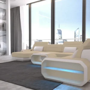 Mikrofaser Wohnlandschaft Regalia mit Ottomane U-Form XL