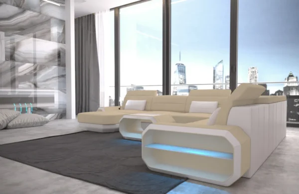 Mikrofaser Wohnlandschaft Regalia mit Ottomane U-Form XL – Bild 9