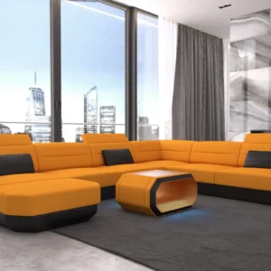 Mikrofaser Wohnlandschaft Regalia mit Ottomane U-Form XL