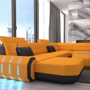 Mikrofaser Wohnlandschaft Regalia mit Ottomane U-Form XL