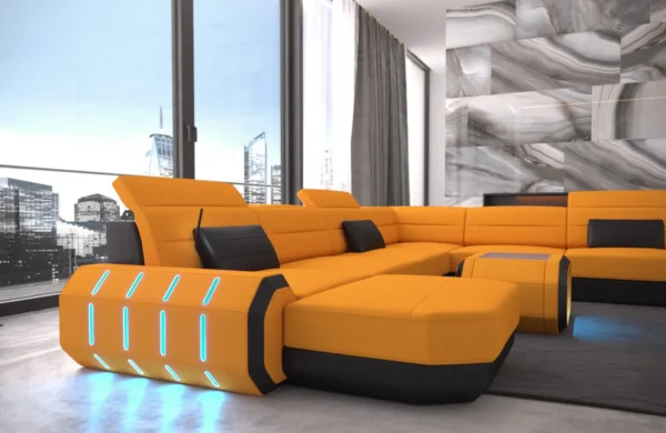 Mikrofaser Wohnlandschaft Regalia mit Ottomane U-Form XL – Bild 11