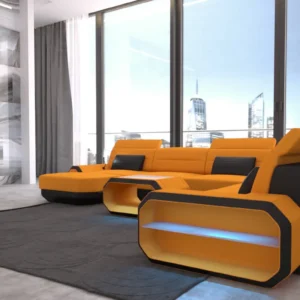 Mikrofaser Wohnlandschaft Regalia mit Ottomane U-Form XL