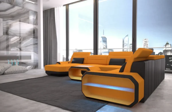 Mikrofaser Wohnlandschaft Regalia mit Ottomane U-Form XL – Bild 12
