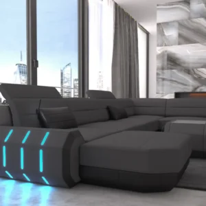 Mikrofaser Wohnlandschaft Regalia mit Ottomane U-Form XL