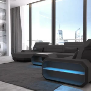 Mikrofaser Wohnlandschaft Regalia mit Ottomane U-Form XL