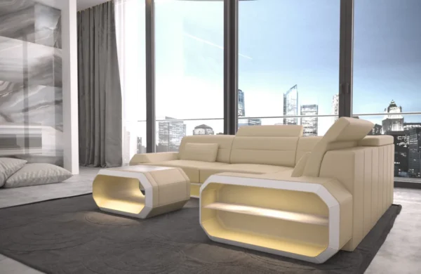 Echtleder Ecksofa Regalia L-Form S Mini – Bild 11