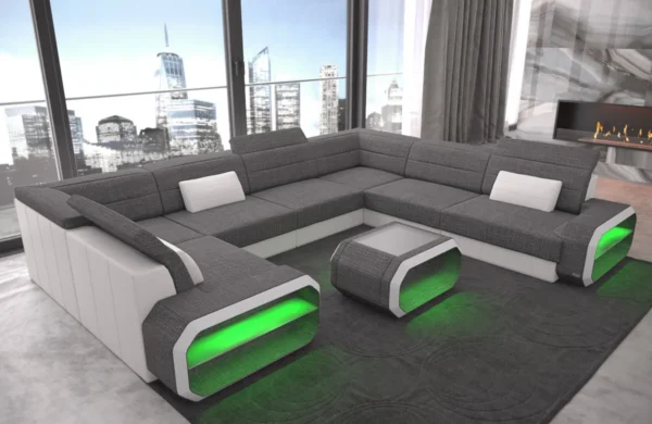 Webstoff Wohnlandschaft Regalia U-Form XL – Bild 7