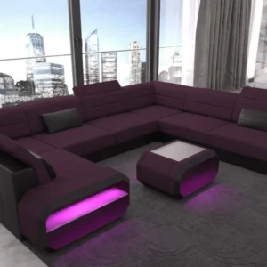 Mikrofaser Wohnlandschaft Regalia U-Form XL Mini