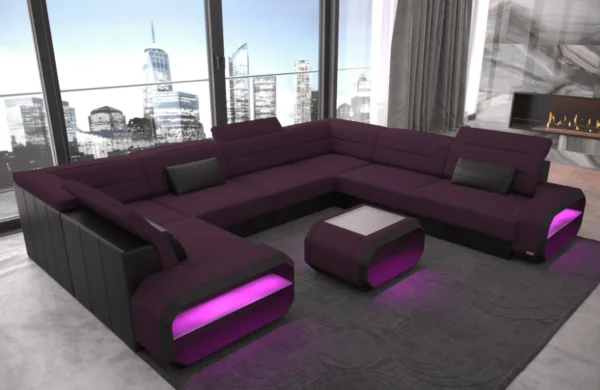 Mikrofaser Wohnlandschaft Regalia U-Form XL Mini – Bild 4